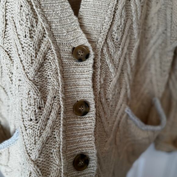 Free People Button-Up Cardigan Cream Women Size Small - Picture 4 of 6